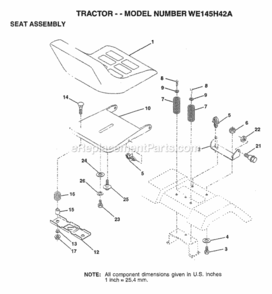 Page H Diagram and Parts List for WE145H42A 1997 Husqvarna Lawn Tractor