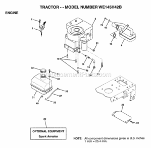 Page E Diagram and Parts List for WE145H42B 1997 Husqvarna Lawn Tractor