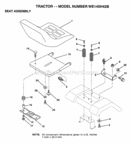 Page H Diagram and Parts List for WE145H42B 1997 Husqvarna Lawn Tractor