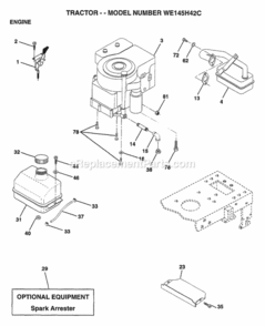 Page E Diagram and Parts List for WE145H42C 1998 Husqvarna Lawn Tractor