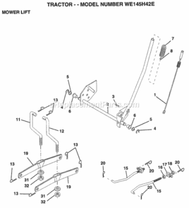 Page G Diagram and Parts List for WE145H42E 1999 Husqvarna Lawn Tractor