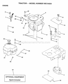 Page E Diagram and Parts List for WE1642A 1997 Husqvarna Lawn Tractor