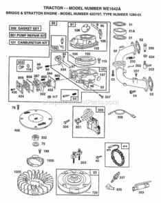 Page G Diagram and Parts List for WE1642A 1997 Husqvarna Lawn Tractor