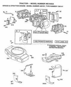 Page I Diagram and Parts List for WE1642A 1997 Husqvarna Lawn Tractor
