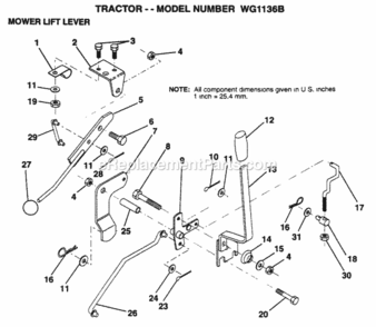 Page G Diagram and Parts List for WG1136B 1999 And Before Husqvarna Lawn Tractor
