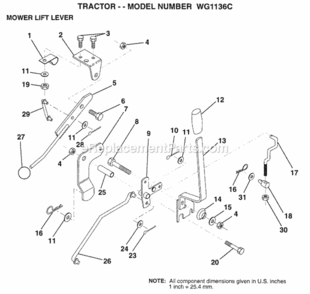 Page K Diagram and Parts List for WG1136C 1999 And Before Husqvarna Lawn Tractor