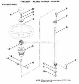 Page N Diagram and Parts List for WG1136C 1999 And Before Husqvarna Lawn Tractor
