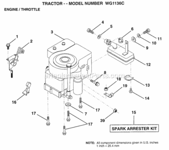 Page E Diagram and Parts List for WG1136C 1999 And Before Husqvarna Lawn Tractor
