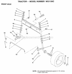 Page G Diagram and Parts List for WG1136C 1999 And Before Husqvarna Lawn Tractor