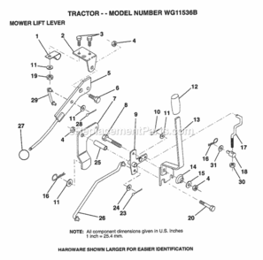 Page K Diagram and Parts List for WG11536B 1999 And Before Husqvarna Lawn Tractor