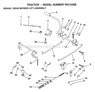 Page B Diagram and Parts List for WG1236B 1999 And Before Husqvarna Lawn Tractor