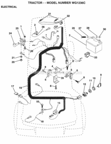 Page D Diagram and Parts List for WG1236C 1999 And Before Husqvarna Lawn Tractor