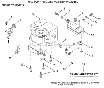 Page E Diagram and Parts List for WG1236C 1999 And Before Husqvarna Lawn Tractor