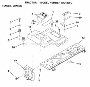 Page F Diagram and Parts List for WG1236C 1999 And Before Husqvarna Lawn Tractor
