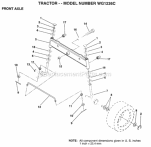 Page G Diagram and Parts List for WG1236C 1999 And Before Husqvarna Lawn Tractor