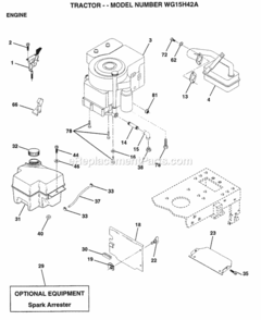 Page E Diagram and Parts List for WG15H42A 1999 And Before Husqvarna Lawn Tractor