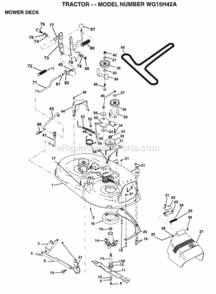 Page G Diagram and Parts List for WG15H42A 1999 And Before Husqvarna Lawn Tractor