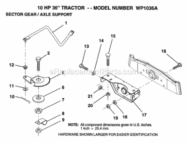 Page N Diagram and Parts List for WP1036A 1992 Husqvarna Lawn Tractor