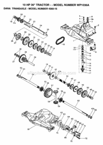 Page B Diagram and Parts List for WP1036A 1992 Husqvarna Lawn Tractor
