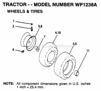 Page K Diagram and Parts List for WP1238A 1995 Husqvarna Lawn Tractor
