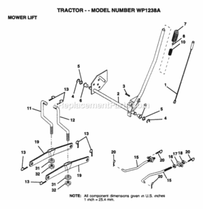 Page G Diagram and Parts List for WP1238A 1995 Husqvarna Lawn Tractor