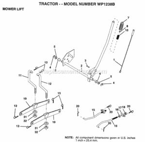 Page G Diagram and Parts List for WP1238B 1996 Husqvarna Lawn Tractor