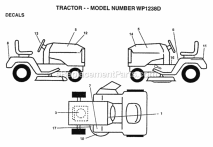 Page B Diagram and Parts List for WP1238D 1997 Husqvarna Lawn Tractor