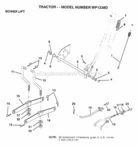 Page G Diagram and Parts List for WP1238D 1997 Husqvarna Lawn Tractor