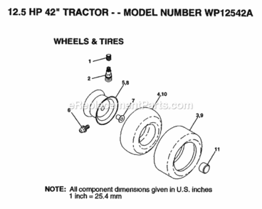 Page J Diagram and Parts List for WP12542A 1992 Husqvarna Lawn Tractor