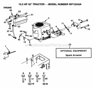 Page E Diagram and Parts List for WP12542A 1992 Husqvarna Lawn Tractor