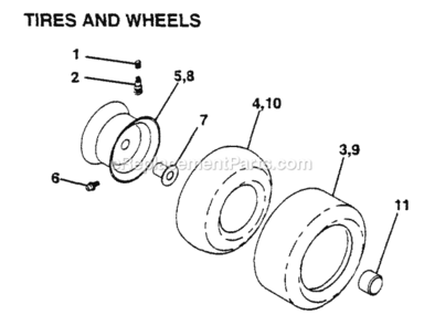 Page K Diagram and Parts List for WP12542C 1994 Husqvarna Lawn Tractor