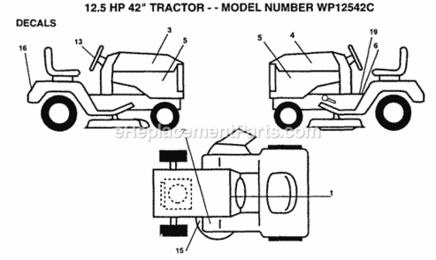 Part Location Diagram of 135865 Husqvarna Decal, Hood Right Hand