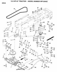 Page C Diagram and Parts List for WP12542C 1994 Husqvarna Lawn Tractor