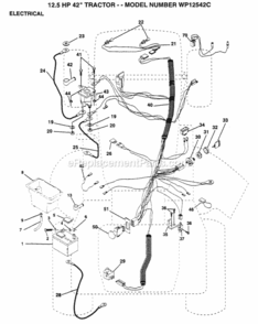 Page D Diagram and Parts List for WP1254C 1999 And Before Husqvarna Lawn Tractor