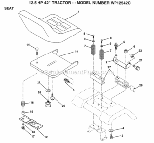 Page H Diagram and Parts List for WP1254C 1999 And Before Husqvarna Lawn Tractor