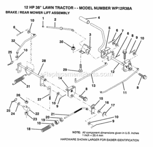 Page A Diagram and Parts List for WP12R38A 1992 Husqvarna Lawn Tractor