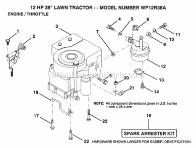 Page F Diagram and Parts List for WP12R38A 1992 Husqvarna Lawn Tractor