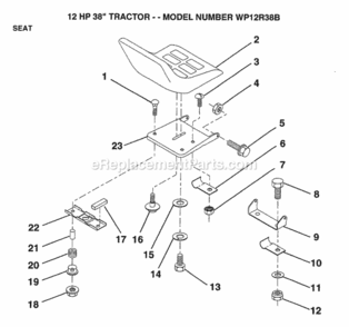 Page J Diagram and Parts List for WP12R38B 1993 Husqvarna Lawn Tractor