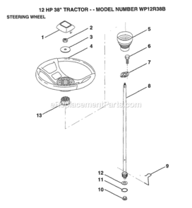 Page L Diagram and Parts List for WP12R38B 1993 Husqvarna Lawn Tractor