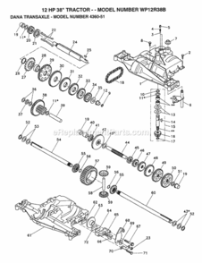 Page M Diagram and Parts List for WP12R38B 1993 Husqvarna Lawn Tractor