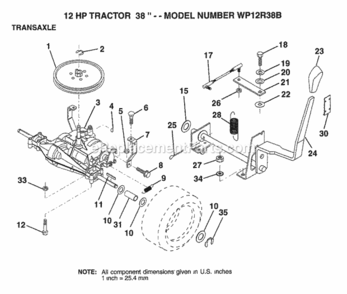 Page P Diagram and Parts List for WP12R38B 1993 Husqvarna Lawn Tractor