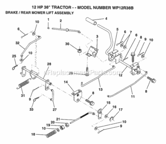 Page Q Diagram and Parts List for WP12R38B 1993 Husqvarna Lawn Tractor