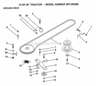 Page G Diagram and Parts List for WP12R38B 1993 Husqvarna Lawn Tractor