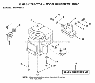 Page F Diagram and Parts List for WP12R38C 1994 Husqvarna Lawn Tractor