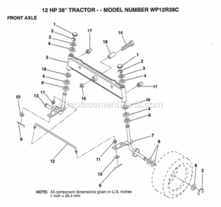 Page H Diagram and Parts List for WP12R38C 1994 Husqvarna Lawn Tractor