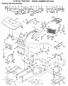 Page A Diagram and Parts List for WP1442A 1994 Husqvarna Lawn Tractor