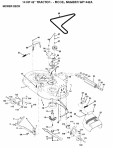 Page F Diagram and Parts List for WP1442A 1994 Husqvarna Lawn Tractor