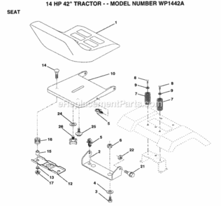 Page H Diagram and Parts List for WP1442A 1994 Husqvarna Lawn Tractor
