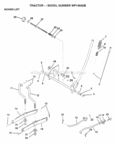 Page G Diagram and Parts List for WP14542B 1997 Husqvarna Lawn Tractor