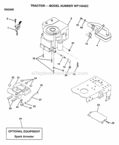 Page E Diagram and Parts List for WP14542C 1997 Husqvarna Lawn Tractor